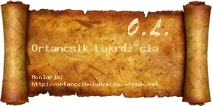 Ortancsik Lukrécia névjegykártya